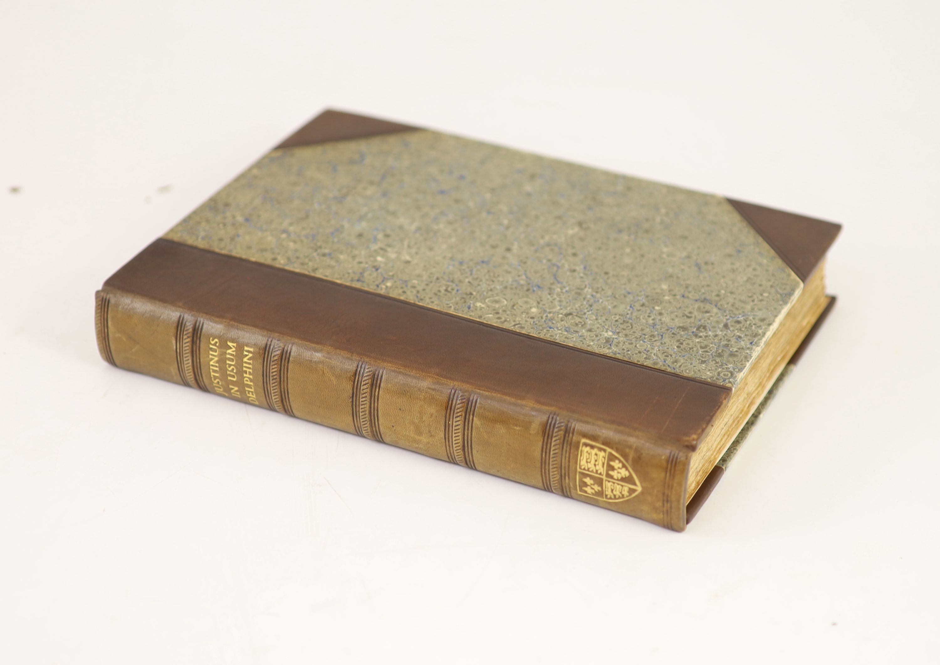 Justinus, Marcus Junianus - De Historiis Philippicus, et Totius Mundi Originibus ...... in Usum Serenissimi Delphini. engraved frontis and title device, text decorations, newly rebound half morocco and marbled boards, gi